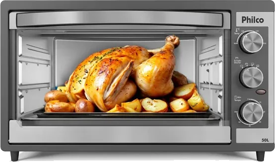Forno Elétrico Philco PFE52P 50L: dupla resistência com controle separado, e nenhuma luz interna